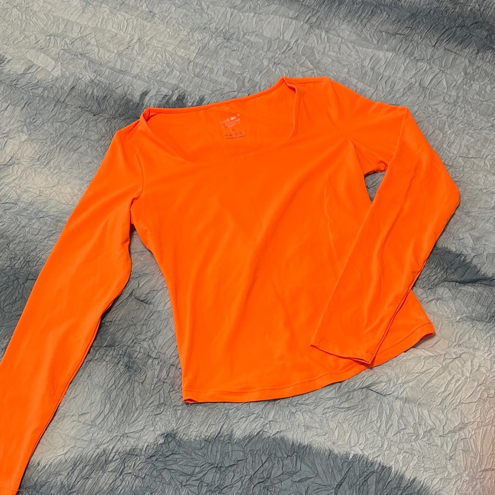 114. Vibrant Orange Long Sleeve Women's Top